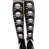 Music Legs White Skull & Crossbones Knee High Socks