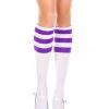 Music Legs White & Purple Striped Knee High Socks
