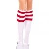 Music Legs Hosiery White & Red Striped Knee High Socks 1 Music Legs Hosiery White & Red Striped Knee High Socks