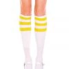 Music Legs Hosiery White & Yellow Striped Knee High Socks