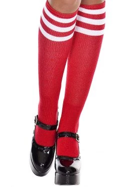 Music Legs Red & White Striped Knee High Socks