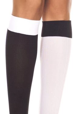 Music Legs Black & White Knee High Stockings Hosiery