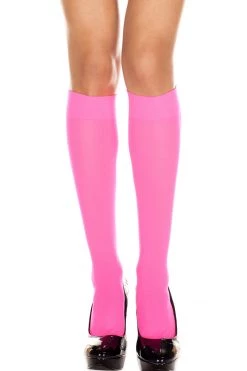 Music Legs Glow In The Dark & Neon Pink Heat Opaque Knee Hi Stockings