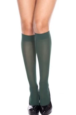 Music Legs Fierce Huntress Green Opaque Knee Hi Stockings