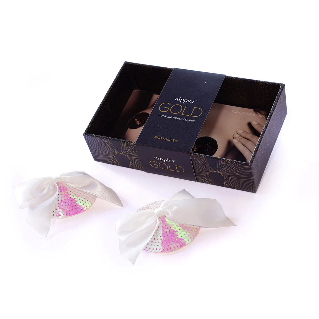 Entrenue Accessories Bristols 6 Nippies Gold - Marilyn White Bows 4 Entrenue Accessories Bristols 6 Nippies Gold - Marilyn White Bows