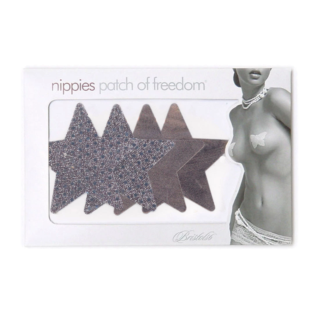 Entrenue Bristols 6 Nippies - Night Fever Dark Silver Stars Accessories 6 Entrenue Bristols 6 Nippies - Night Fever Dark Silver Stars Accessories