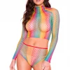 Music Legs Bodystocking Lingerie Rainbow Fishnet Crop Top & Panty 1 Music Legs Bodystocking Lingerie Rainbow Fishnet Crop Top & Panty