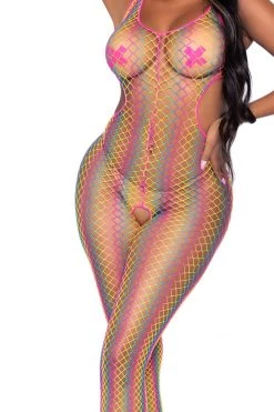 Leg Avenue Rainbow Net Cut-Out Footless Tank Bodystocking 14 Leg Avenue Rainbow Net Cut-Out Footless Tank Bodystocking