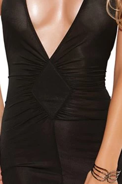 Elegant Moments Dancewear Black Halter Neck Ruched Mini Dress