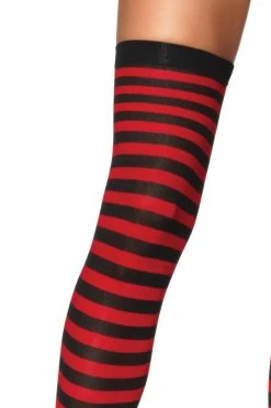 Leg Avenue Black & Red Nylon Thigh Highs