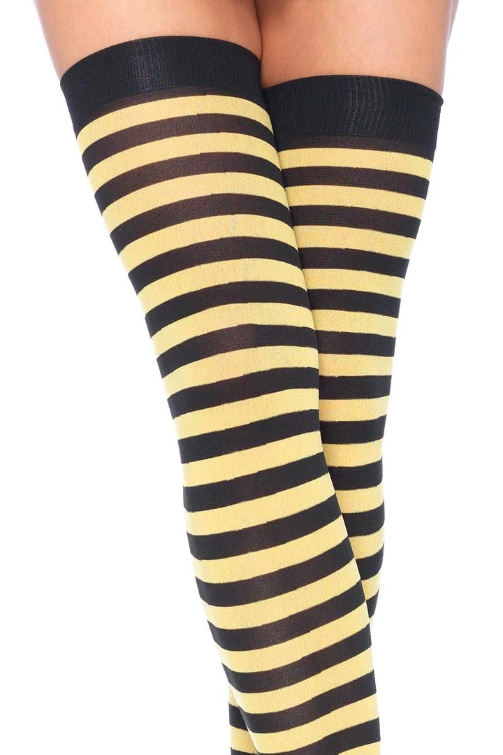 Leg Avenue Hosiery Black & Yellow Nylon Thigh Highs 4 Leg Avenue Hosiery Black & Yellow Nylon Thigh Highs