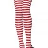 Leg Avenue Hosiery White & Red Nylon Thigh Highs