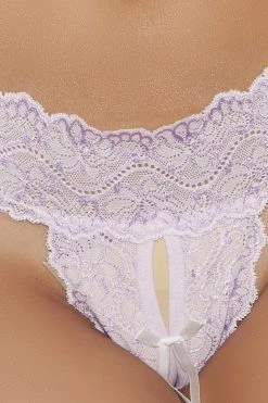 Popsi Lilac Lace Crotchless Thong Panty 10 Popsi Lilac Lace Crotchless Thong Panty