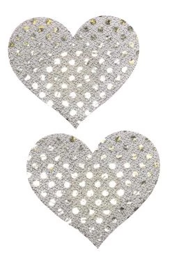 GE Apparel Silver Sequin Heart Nipple Pasties