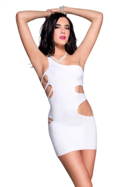 Music Legs Bodystocking Lingerie One Shoulder White Cutout Mini Dress