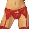 Shirley Of Hollywood Lingerie Red Scalloped Embroidery Garter Belt