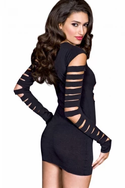 Music Legs Opaque Long Sleeve Cutout Dress