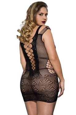 Music Legs Black Shredded Straps Bodystocking Dress
