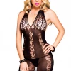 Music Legs Honeycomb Pattern Body Stocking Dress