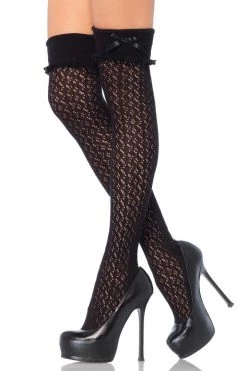 Leg Avenue Black Lolita Crochet Thigh High Socks