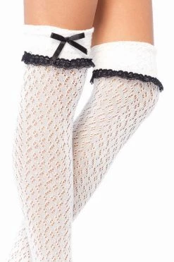 Leg Avenue White Lolita Crochet Thigh High Socks Hosiery