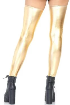 Leg Avenue Gold Metallic Thigh Highs Hosiery
