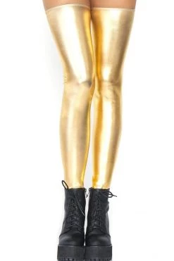 Leg Avenue Gold Metallic Thigh Highs Hosiery