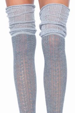 Leg Avenue Hosiery Grey Pointelle Thigh High Socks