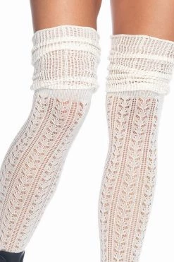 Leg Avenue Ivory Pointelle Thigh High Socks
