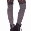 Leg Avenue Hosiery Heather Grey Ribbed Knit Thigh High Socks With Lace