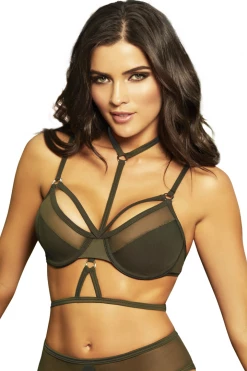 Seven Til Midnight TOP - Laura Olive Mesh Harness Bikini Top 10 Seven Til Midnight TOP - Laura Olive Mesh Harness Bikini Top