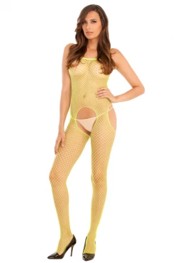 Rene Rofe Neon Green Net Suspender Crotchless Body Stocking 7 Rene Rofe Neon Green Net Suspender Crotchless Body Stocking