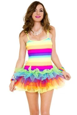 Music Legs Rainbow Stretch Mini Tutu Dress