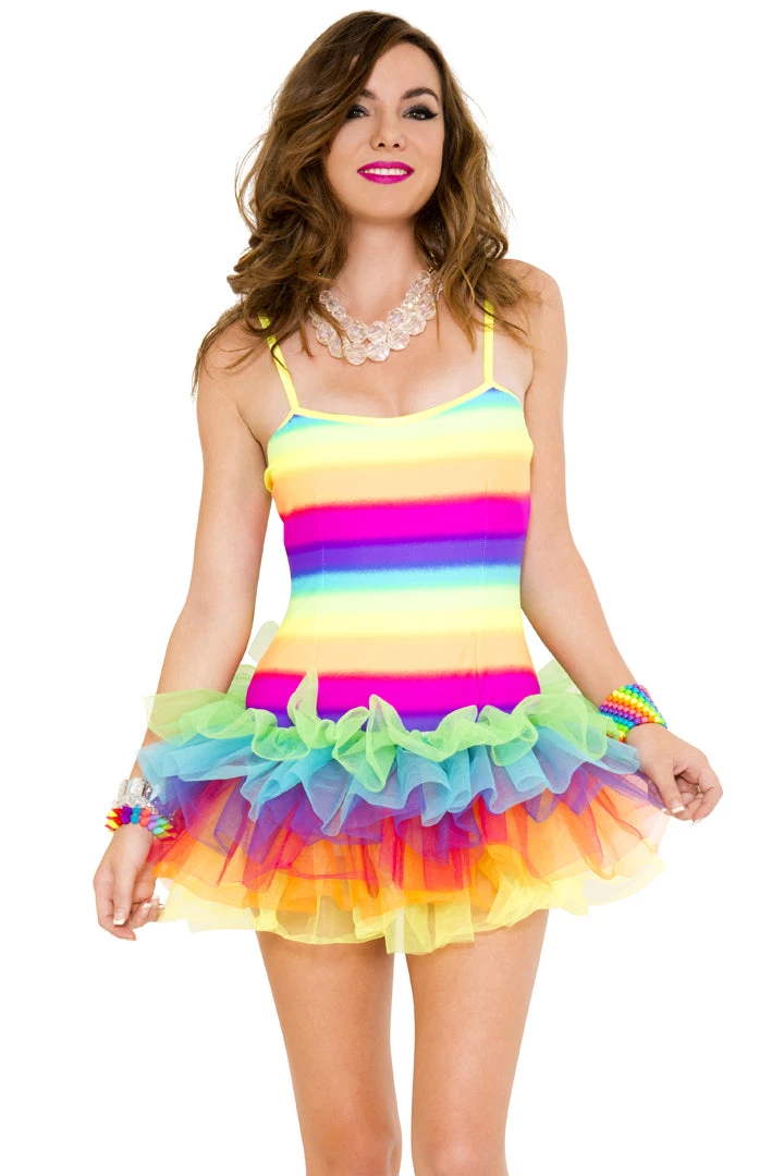 Music Legs Rainbow Stretch Mini Tutu Dress 3 Music Legs Rainbow Stretch Mini Tutu Dress