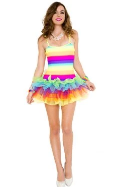 Music Legs Rainbow Stretch Mini Tutu Dress