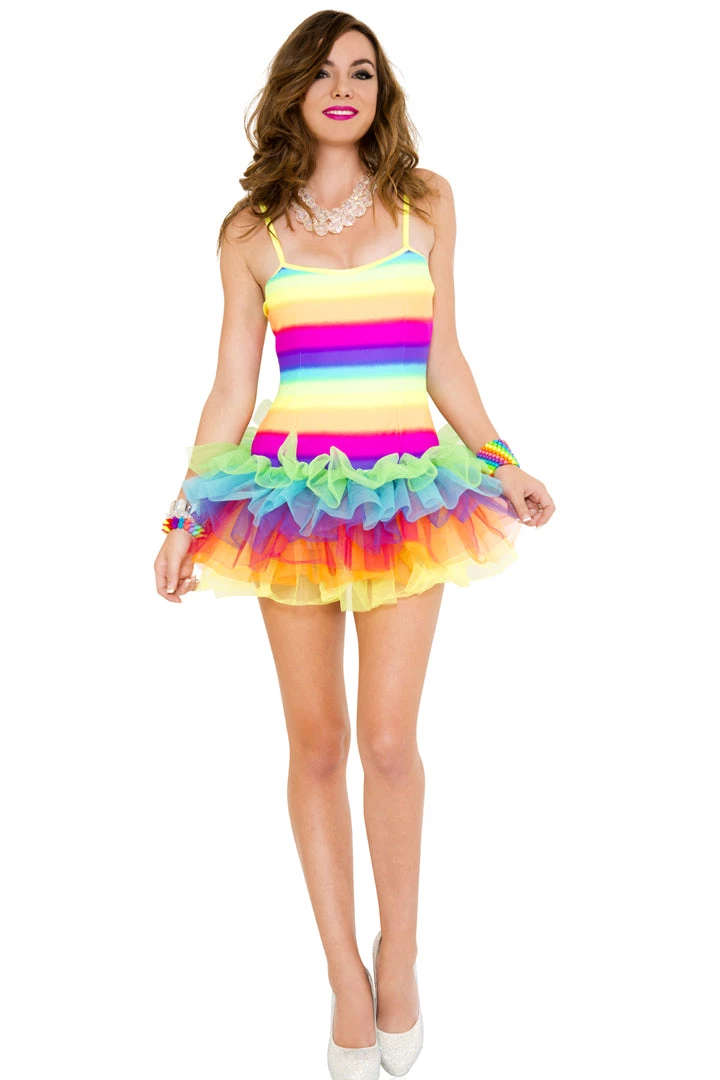 Music Legs Rainbow Stretch Mini Tutu Dress 4 Music Legs Rainbow Stretch Mini Tutu Dress