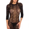 Rene Rofe Greek Key Sheer Mini Dress Bodystocking Lingerie