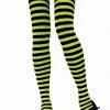 Leg Avenue Black & Lime Green Striped Pantyhose Hosiery