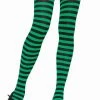 Leg Avenue Black & Kelly Green Striped Pantyhose