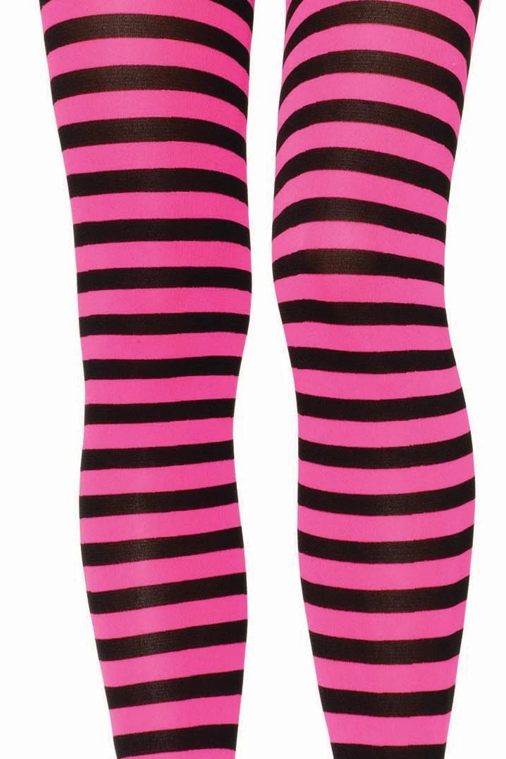 Leg Avenue Black & Hot Pink Striped Pantyhose 4 Leg Avenue Black & Hot Pink Striped Pantyhose