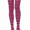 Leg Avenue Black & Hot Pink Striped Pantyhose