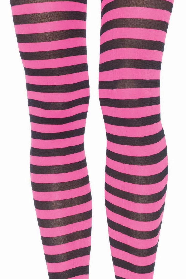 Leg Avenue Glow In The Dark & Neon Black & Neon Pink Striped Pantyhose 4 Leg Avenue Glow In The Dark & Neon Black & Neon Pink Striped Pantyhose