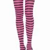 Leg Avenue Glow In The Dark & Neon Black & Neon Pink Striped Pantyhose