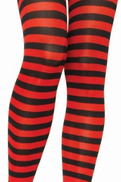 Leg Avenue Black & Red Striped Pantyhose Hosiery