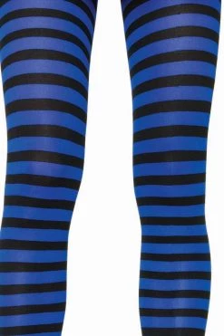 Leg Avenue Black & Royal Blue Striped Pantyhose
