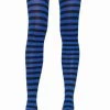 Leg Avenue Black & Royal Blue Striped Pantyhose