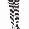 Leg Avenue Black & White Striped Pantyhose