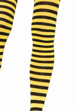 Leg Avenue Black & Yellow Striped Pantyhose