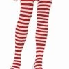 Leg Avenue White & Red Striped Pantyhose