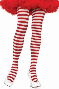 Leg Avenue White & Red Striped Pantyhose